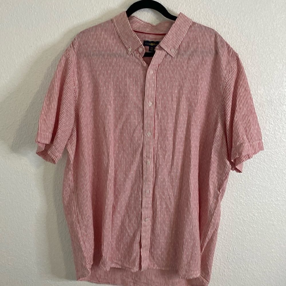 Club Room- Soft red striped linen button down -3XL